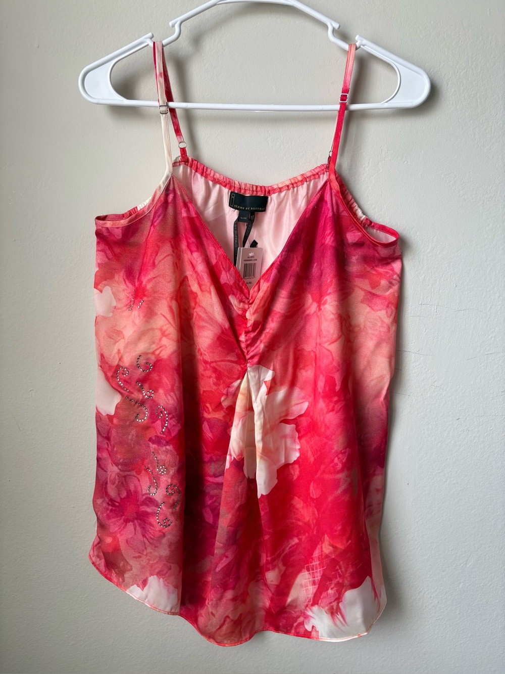 Jeans by Buffalo NWT Pink Floral Cami Tank Top XL Adjustable Straps